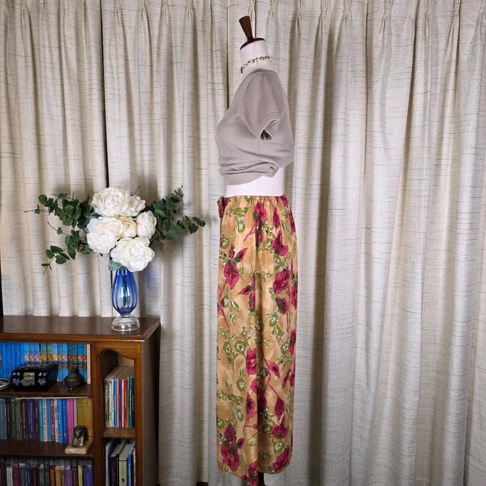 Vintage 90s Slip Skirt Size M‎ Floral Button Front Midi Soft Grunge Fairy Y2K